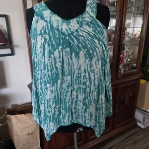 Elegant Teal and White Women's Blouse